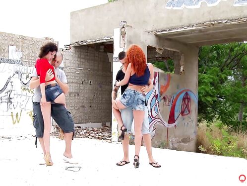 Redhead DIXIE fucked in abandoned place in front of photographer